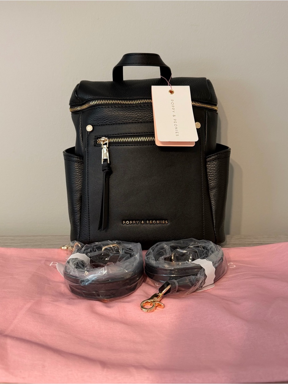 Poppy & Peonies Mini Commuter - Black
